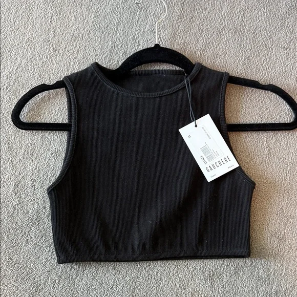 Black Ribbed Crop Top - Picture 1 of 4